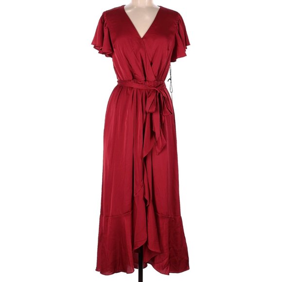 Nicole Miller Dresses & Skirts - Nicole Miller Red Wrap Dress V Neck Size L